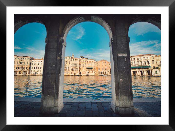 Under the arches of Rialto Canal in  Venice  Framed Mounted Print by federico stevanin