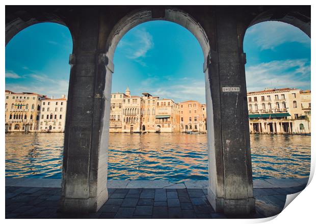 Under the arches of Rialto Canal in  Venice  Print by federico stevanin