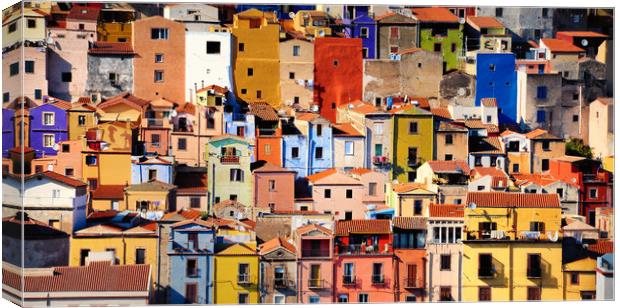 Colorful houses in Bosa, Sardinia Canvas Print by federico stevanin