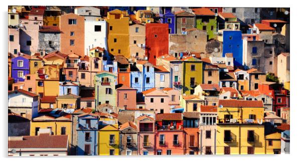 Colorful houses in Bosa, Sardinia Acrylic by federico stevanin