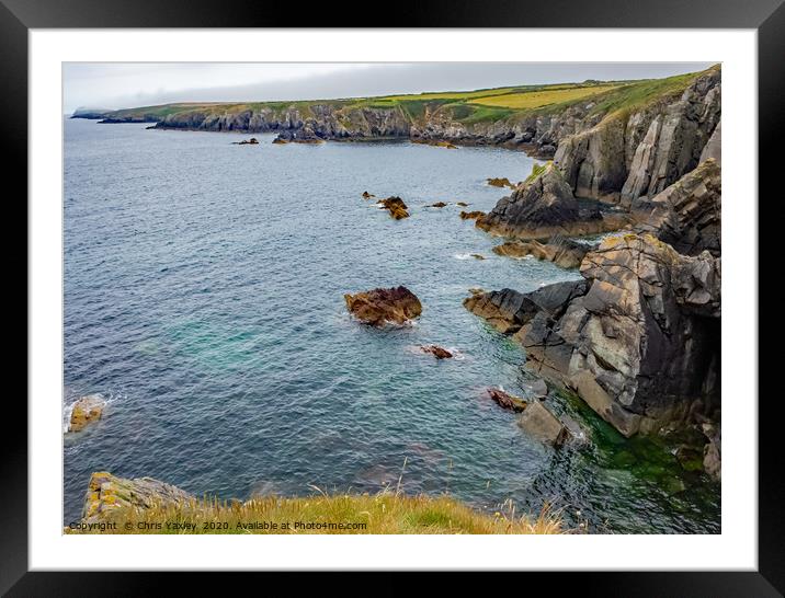 Looking down over St Non's Bay, Pembrokeshire Framed Mounted Print by Chris Yaxley