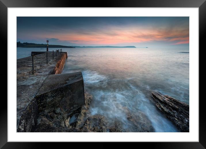 Harbour Wall Sunrise,  Portscatho, Cornwall Framed Mounted Print by Mick Blakey