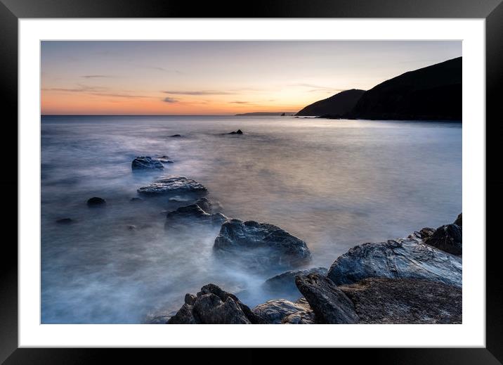 Tranquil Sunset, Portwrinkle, Cornwall Framed Mounted Print by Mick Blakey