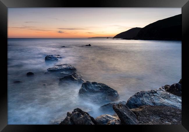 Tranquil Sunset, Portwrinkle, Cornwall Framed Print by Mick Blakey