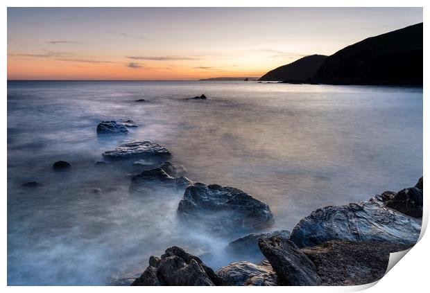 Tranquil Sunset, Portwrinkle, Cornwall Print by Mick Blakey