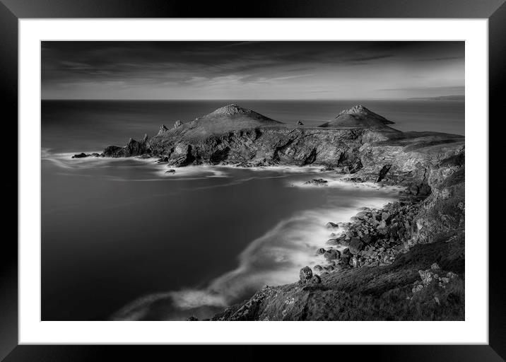 Contrasts in the surf, The Rumps, Cornwall Framed Mounted Print by Mick Blakey