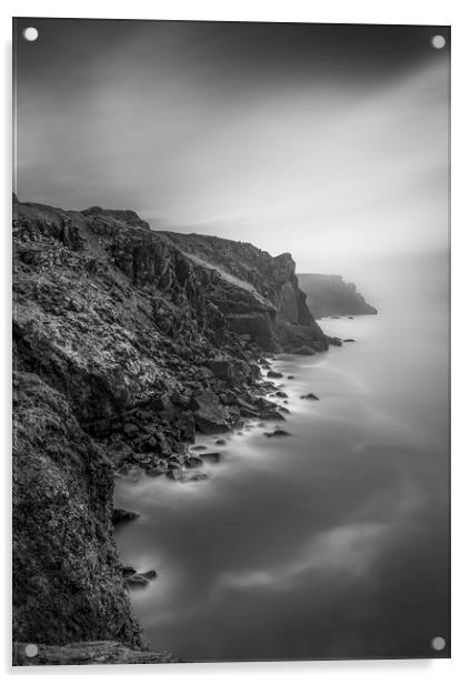 Dark Cliffs, Pentire Point, Cornwall Acrylic by Mick Blakey
