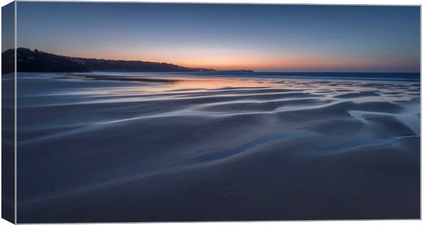 Dusk, Gwithian Sands, Cornwall Canvas Print by Mick Blakey