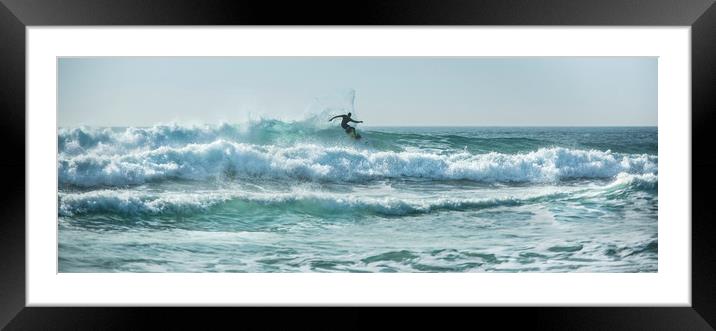 Silhouette surfer  Framed Mounted Print by Mick Blakey