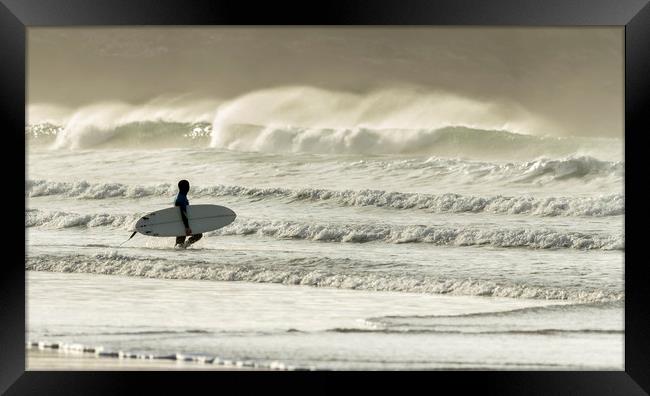 Surf Approach , Fistral Beach, Cornwall Framed Print by Mick Blakey