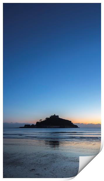 Evening Reflection, St. Michaels Mount Print by Mick Blakey