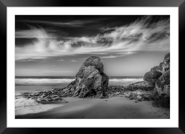Black Humphrey Rock, Whipsiderry Beach Framed Mounted Print by Mick Blakey