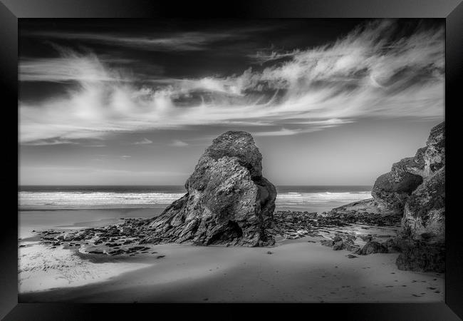 Black Humphrey Rock, Whipsiderry Beach Framed Print by Mick Blakey