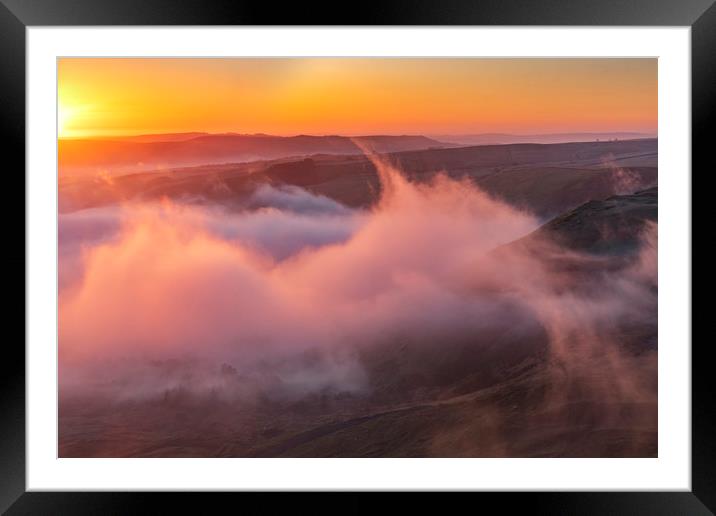 Sunrise Rising Mist, Peak District Framed Mounted Print by John Finney