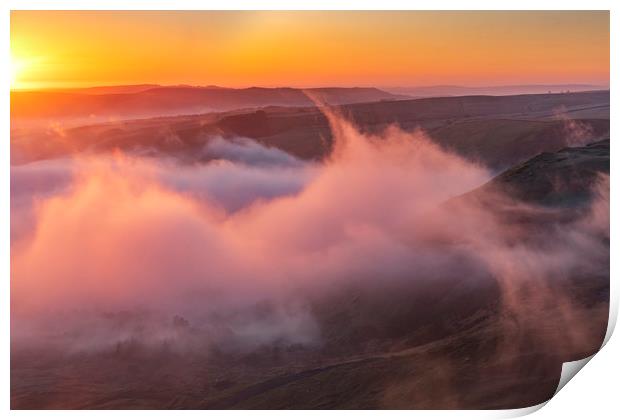Sunrise Rising Mist, Peak District Print by John Finney