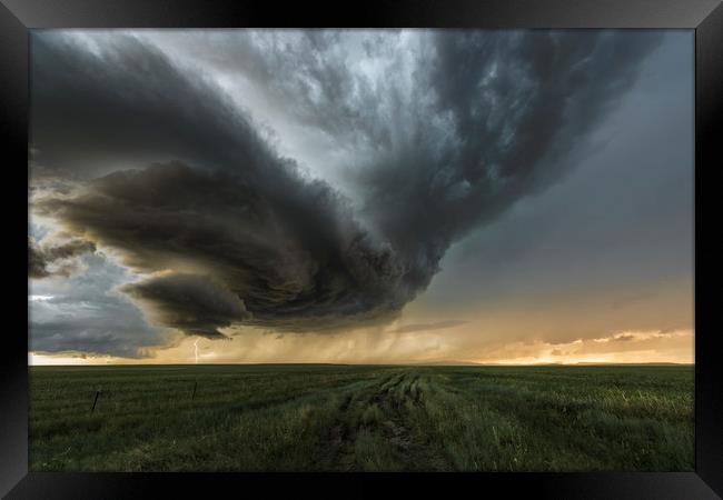 Montana Prairies Lightning Storm  Framed Print by John Finney