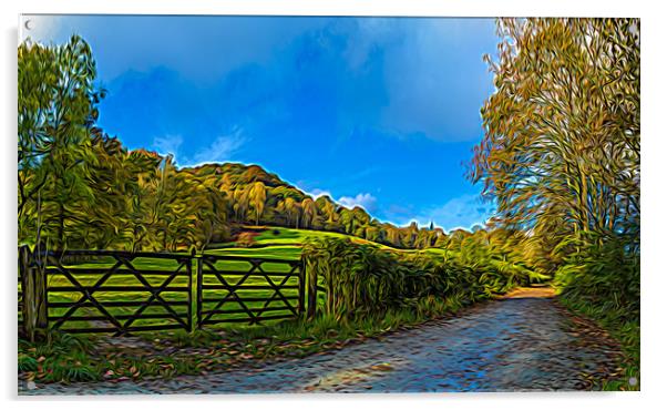 Panorama of a pathway in the Lakes Acrylic by Jason Wells