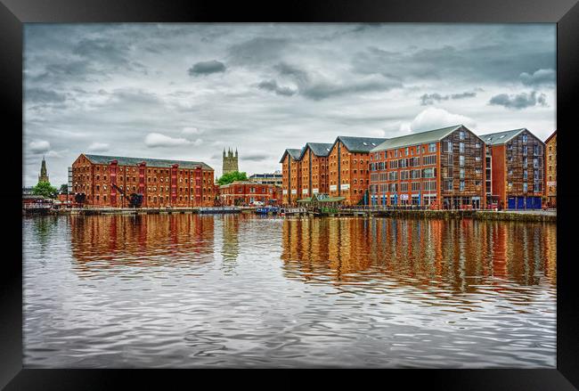 Gloucester Docks and Cathedral                     Framed Print by Darren Galpin