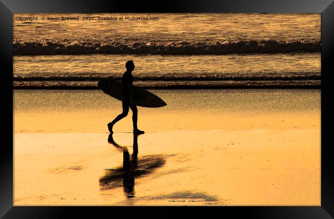 sunset surfing cornwall Framed Print by Kevin Britland