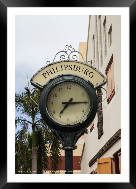 Clock from Shopping area on Back Street in Philips Framed Mounted Print by Miro V