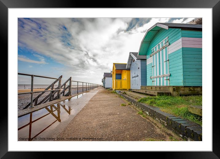 North Norfolk Beach huts in the seaside town of Cr Framed Mounted Print by Chris Yaxley