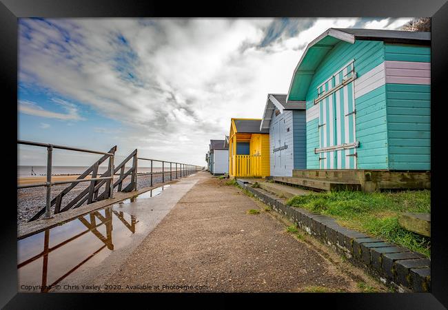 North Norfolk Beach huts in the seaside town of Cr Framed Print by Chris Yaxley