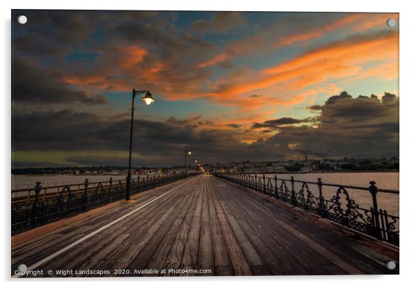 Ryde Pier Sunset Acrylic by Wight Landscapes