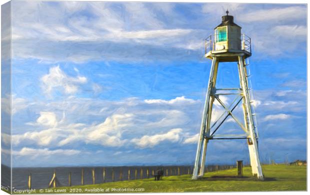 East Cote Lighthouse Silloth Digital Art Canvas Print by Ian Lewis