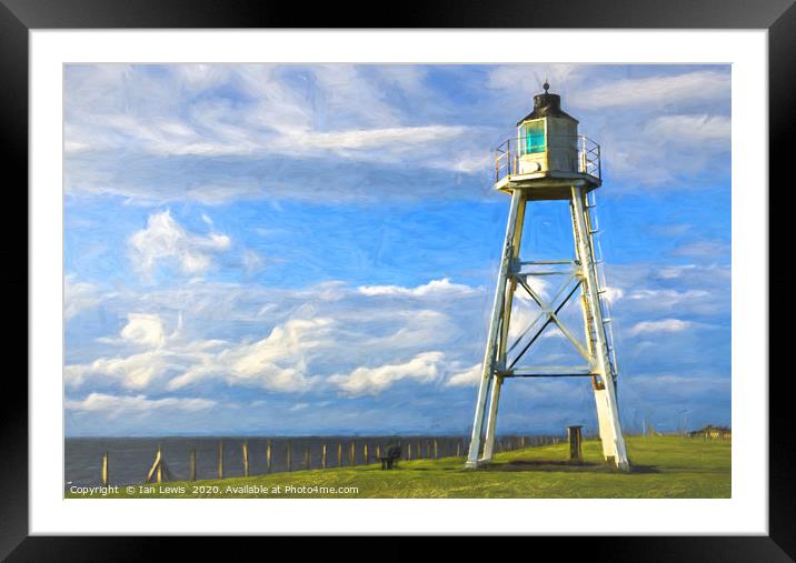 East Cote Lighthouse Silloth Digital Art Framed Mounted Print by Ian Lewis