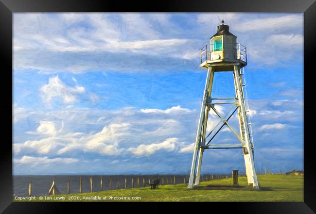 East Cote Lighthouse Silloth Digital Art Framed Print by Ian Lewis