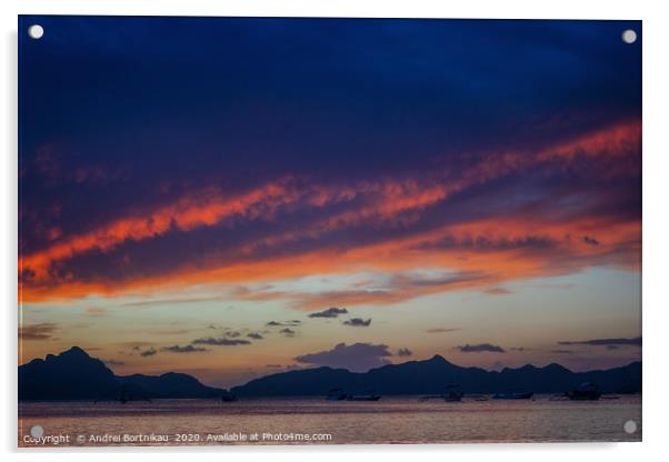  El Nido at sunset lights Acrylic by Andrei Bortnikau