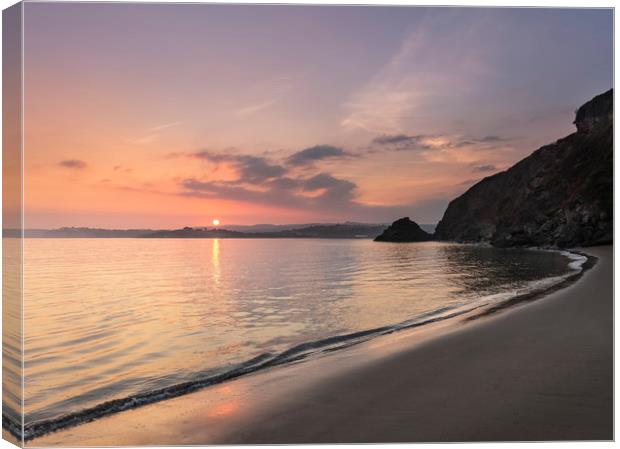Serene Sunset, Polkerris Beach, Cornwall Canvas Print by Mick Blakey