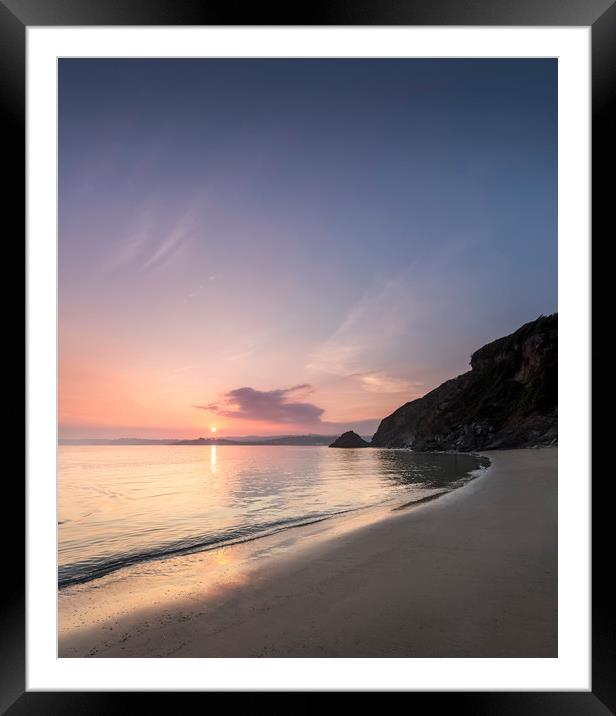 September Sunset, Polkerris Beach, Cornwall Framed Mounted Print by Mick Blakey
