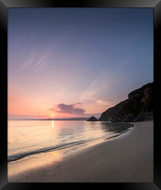 September Sunset, Polkerris Beach, Cornwall Framed Print by Mick Blakey