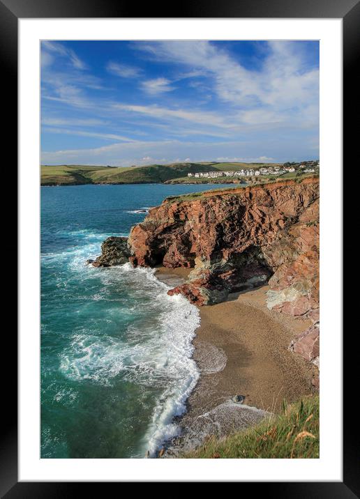 Tidal Cove, with view towards New Polzeath,  Cornw Framed Mounted Print by Mick Blakey