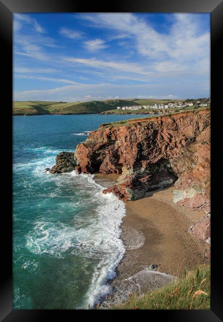 Tidal Cove, with view towards New Polzeath,  Cornw Framed Print by Mick Blakey