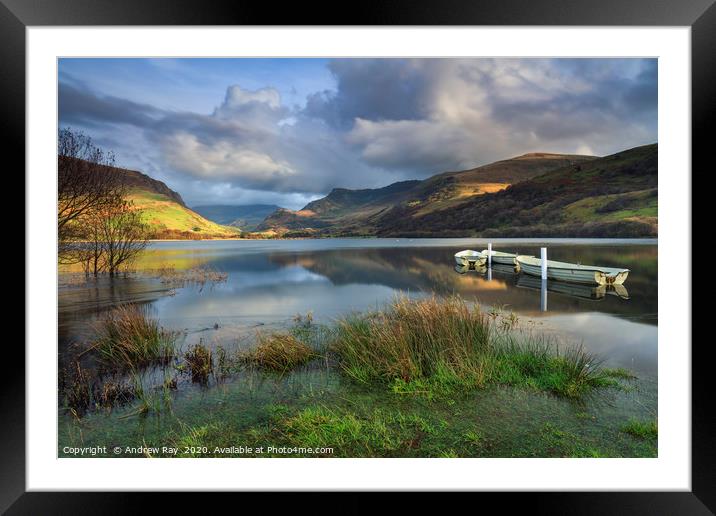 Boats on Llyn Nantlle Framed Mounted Print by Andrew Ray