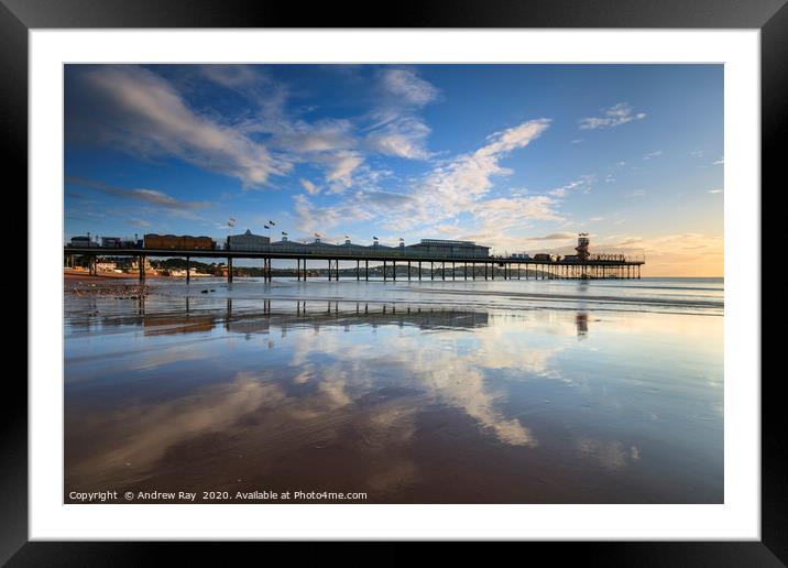 Cloud reflections on Paignton Beach Framed Mounted Print by Andrew Ray