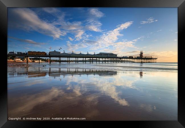 Cloud reflections on Paignton Beach Framed Print by Andrew Ray