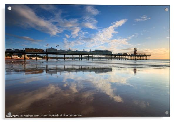 Cloud reflections on Paignton Beach Acrylic by Andrew Ray