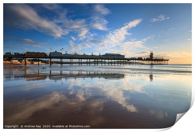 Cloud reflections on Paignton Beach Print by Andrew Ray