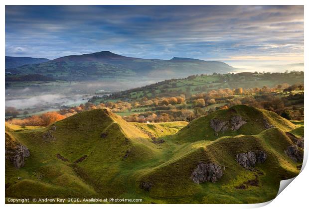 Llangattock view Print by Andrew Ray