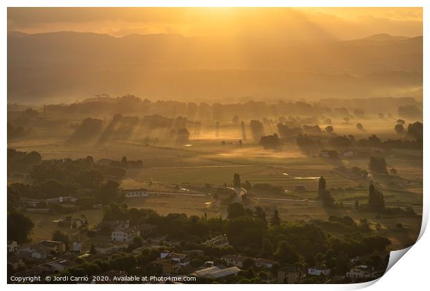 Sunbeams and haze in the valley Print by Jordi Carrio