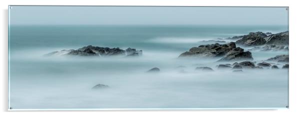 Rocks and Mist, Towan Head, Newquay Acrylic by Mick Blakey