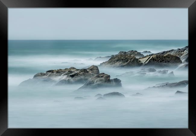 Rocky Outcrop with Mist Framed Print by Mick Blakey