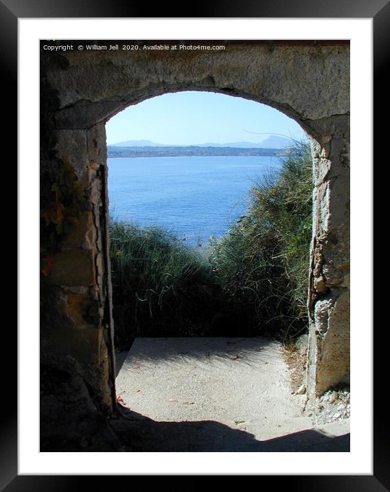 Mediterranean Sea Viewed Through Archway Framed Mounted Print by William Jell