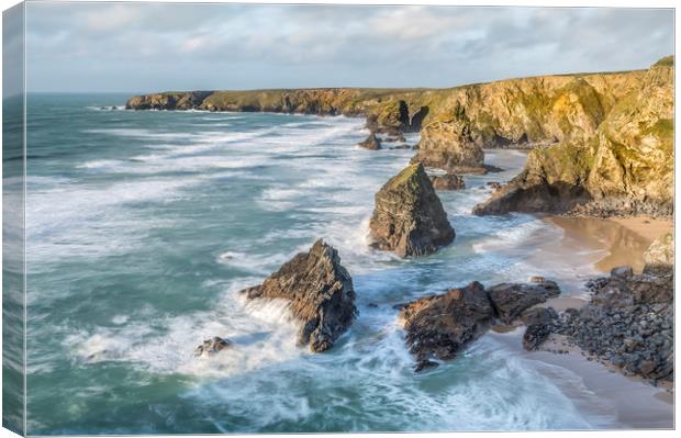 Late Afernoon in December, Bedruthan Steps, Cornwa Canvas Print by Mick Blakey