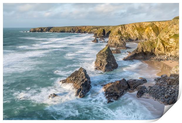 Late Afernoon in December, Bedruthan Steps, Cornwa Print by Mick Blakey