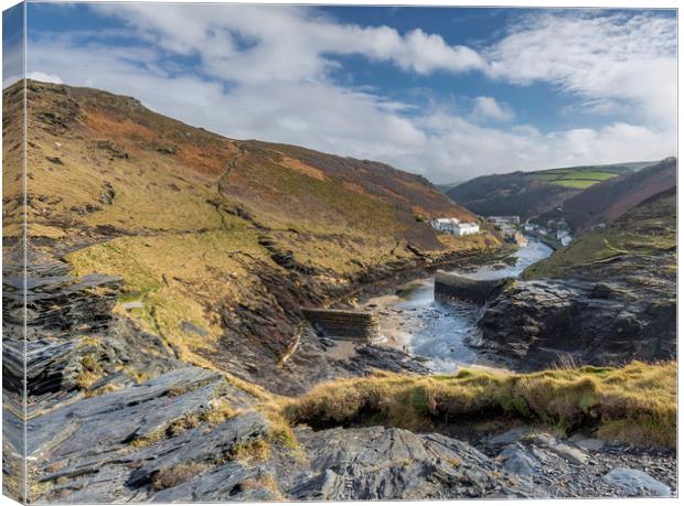 Rugged Harbour, Boscastle, Cornwall Canvas Print by Mick Blakey