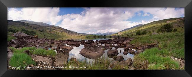 Llynnau Mymbyr & Snowdon panoramic. Framed Print by mark baker